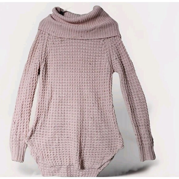 Pink Knit Tunic Sweater Womens Medium Cowl Neck Candy Speckled Chic Winterwear - Picture 1 of 11
